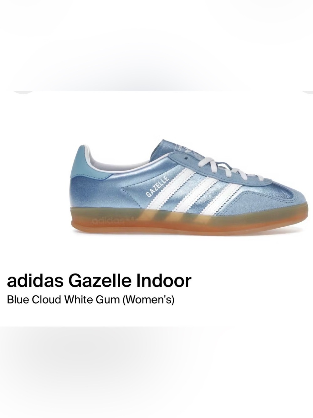 Adidas Gazelle Indoor Women's Sneakers - Blue Cloud/White/Gum size 8